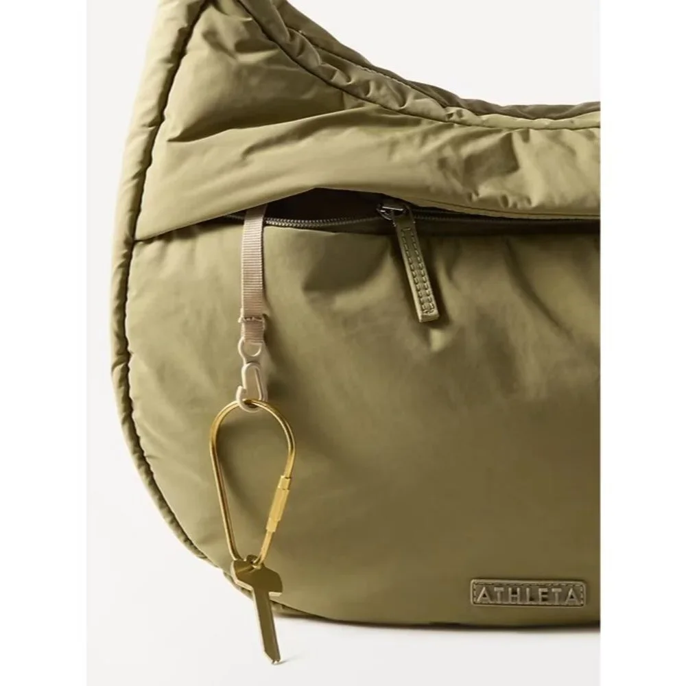 Athleta Olive Green Quilted Hobo Bag NWT